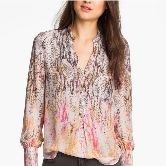 Haute Hippie Tops - Haute Hippie Henley ombre gradiant snake print silk blouse